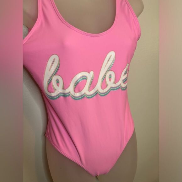 Women’s Pink “Babe” One Piece Swimsuit Size Medium - Picture 3 of 6